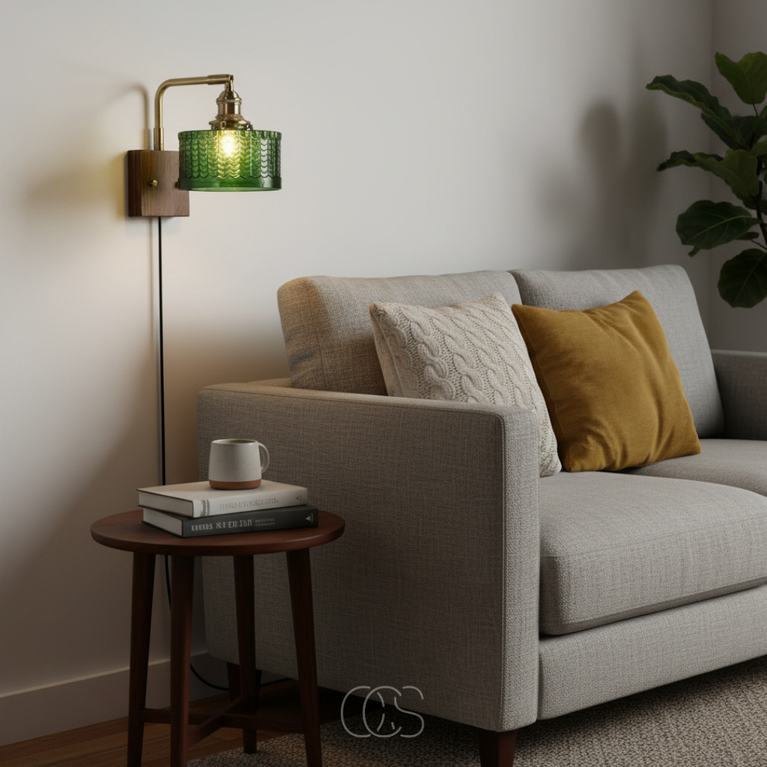 Classic Wall Sconce with Glass Shade & Metal Frame for Living Room, Bedroom & Hallway - Vintage-Style LED Compatible Fixture for Home Decor | Thomler