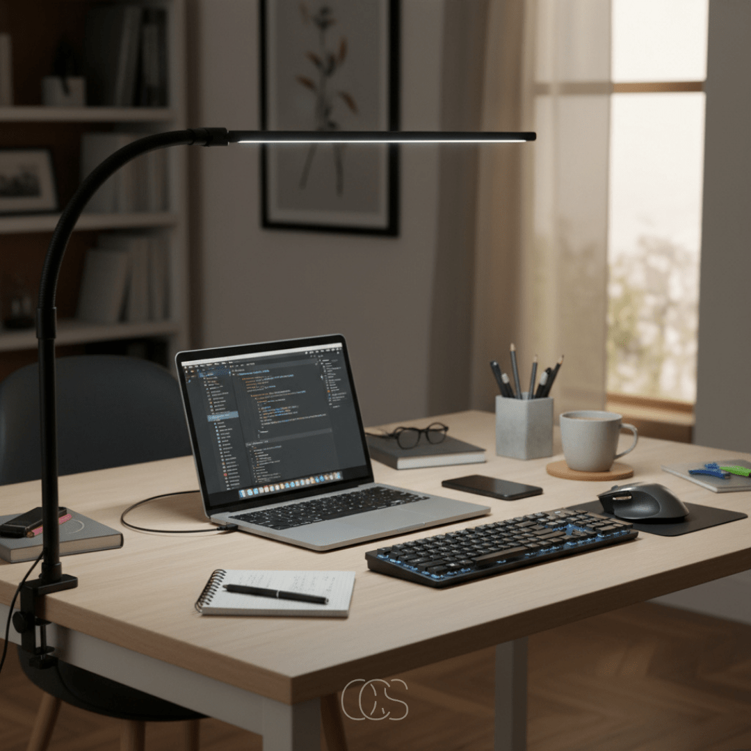 Adjustable Desk Lamp with Dimmer Control – 3 Light Temperatures & Flexible Arm for Home Office & Study | Thomler