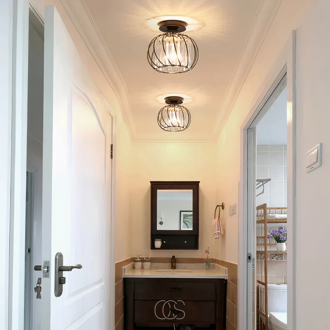 Glass Flush Mount Ceiling Light Fixture 9 Inch for Bedroom Hallway Bathroom E26 Socket Modern Semi Flush Ceiling Lamp Small Round Metal & | Thomler