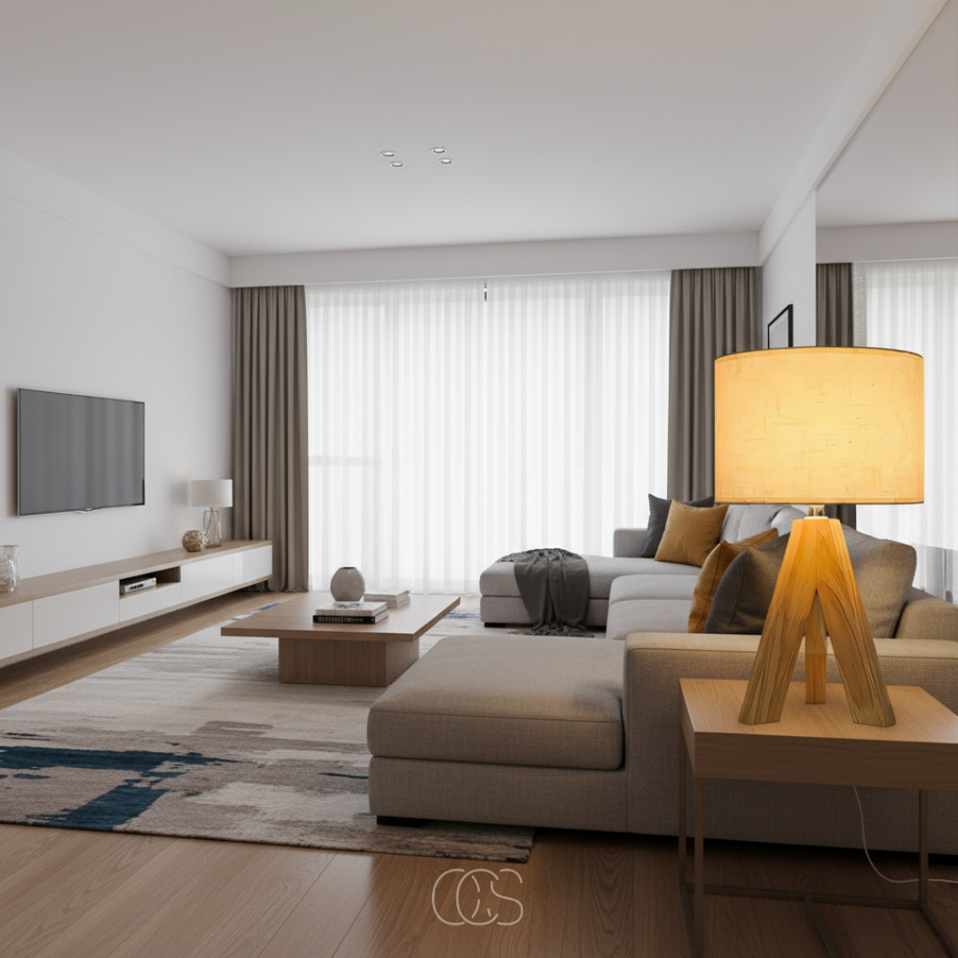 Compact Wood Table Lamp with Fabric Shade for Bedside, Dresser & Living Room | Warm Ambient Light | E14 Socket | Modern Minimalist Style | Thomler