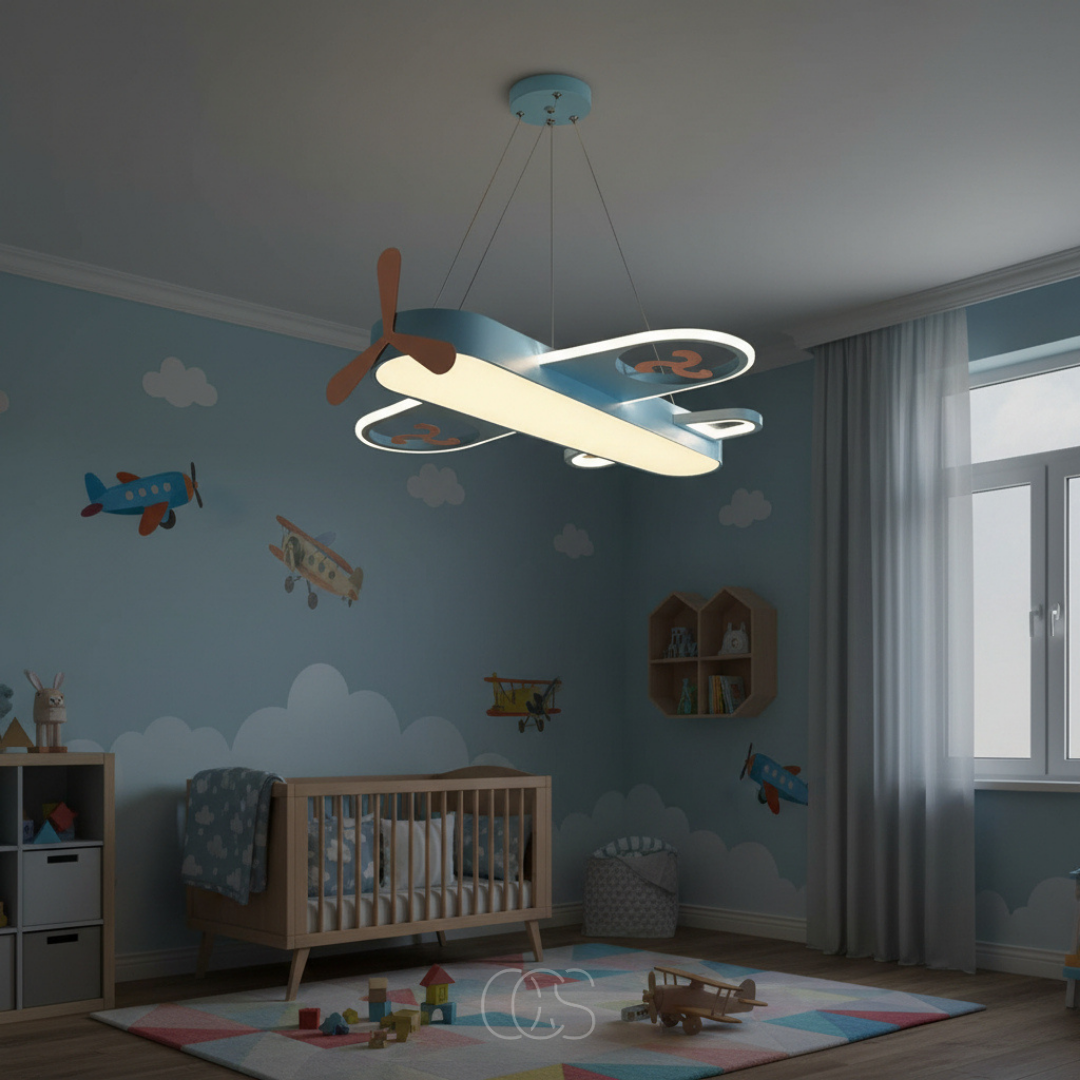 Pendant Light Acrylic Iron 55.0 cm Yellow Children Bedroom Airplane LED Dimmable Nursery Playroom Ceiling Hanging Lamp | Thomler