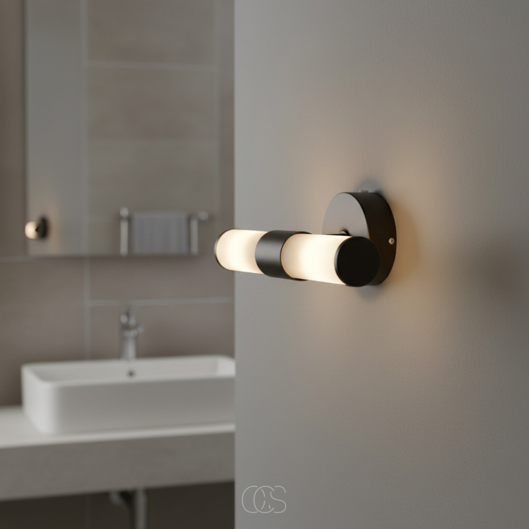 Dual-Beam Bathroom Wall Light with Frosted Glass Shade – Up & Down Lighting for Modern Bathrooms | Thomler
