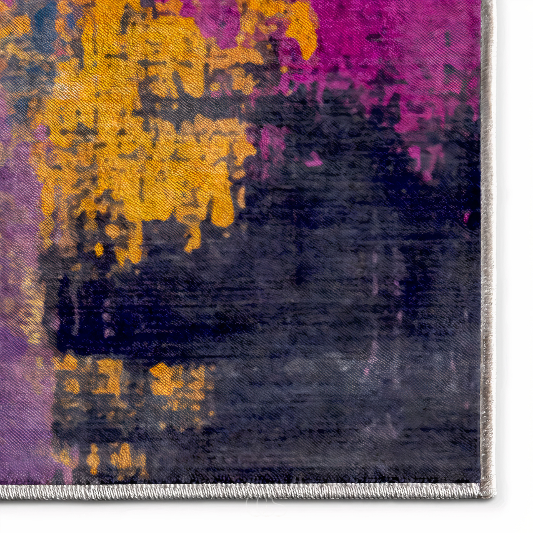 Multicolor Abstract Area Rug 6.6x7.5 ft Low-Pile Polyester Marble Wave Living Room Dining Room Bedroom Rug Soft Chenille Woven Modern | Thomler