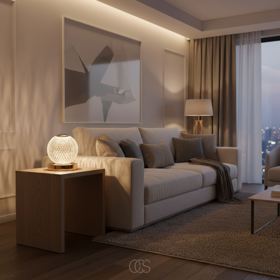 Cordless LED Crystal Globe Table Lamp - Touch Control Dimmable Accent Light with 3 Color Temperatures - Rechargeable Battery Operated | Thomler