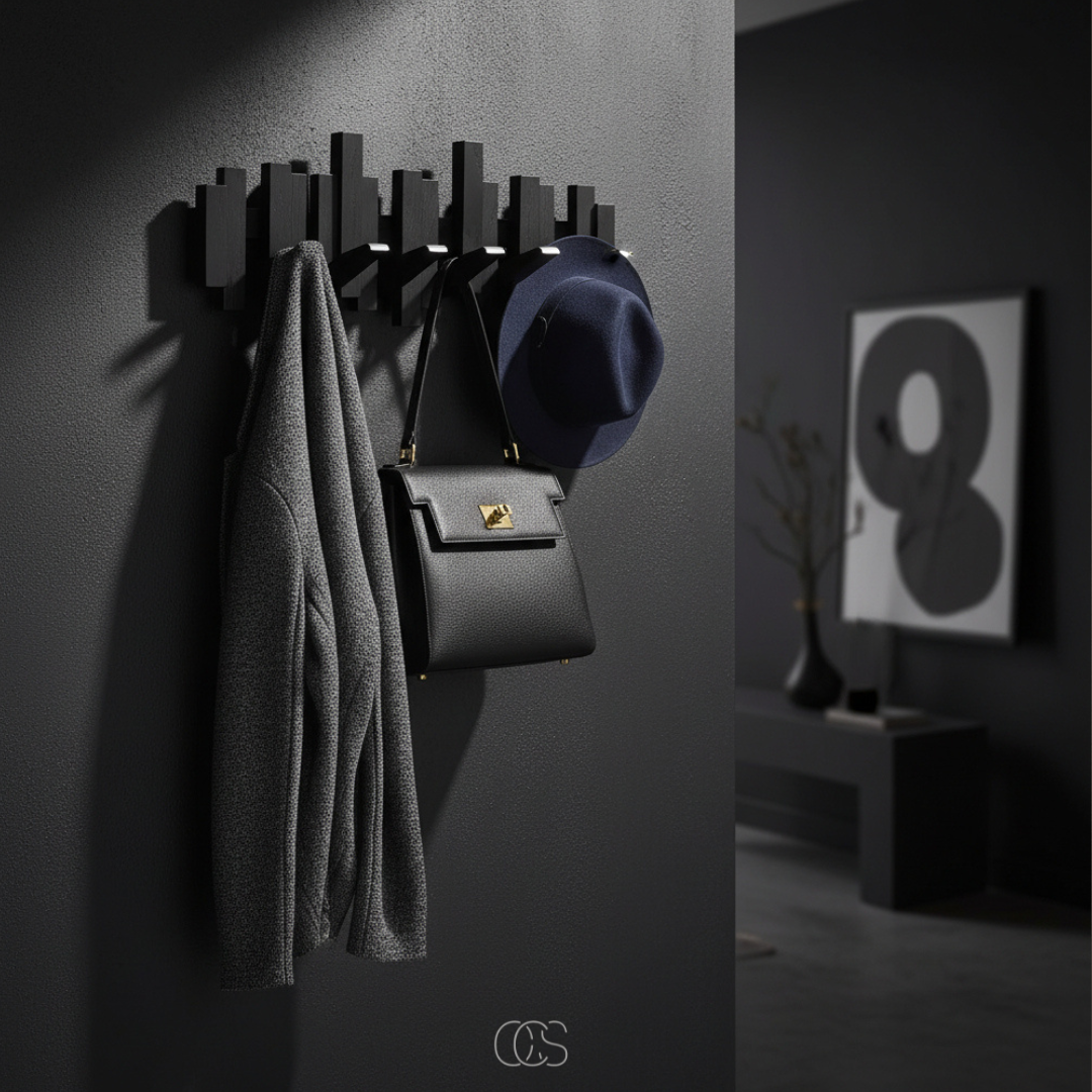 Wall-Mounted Coat Rack with Fold-Down Hooks — Solid Wood Piano Key Design for Entryway Bedroom Hallway Mudroom | Thomler
