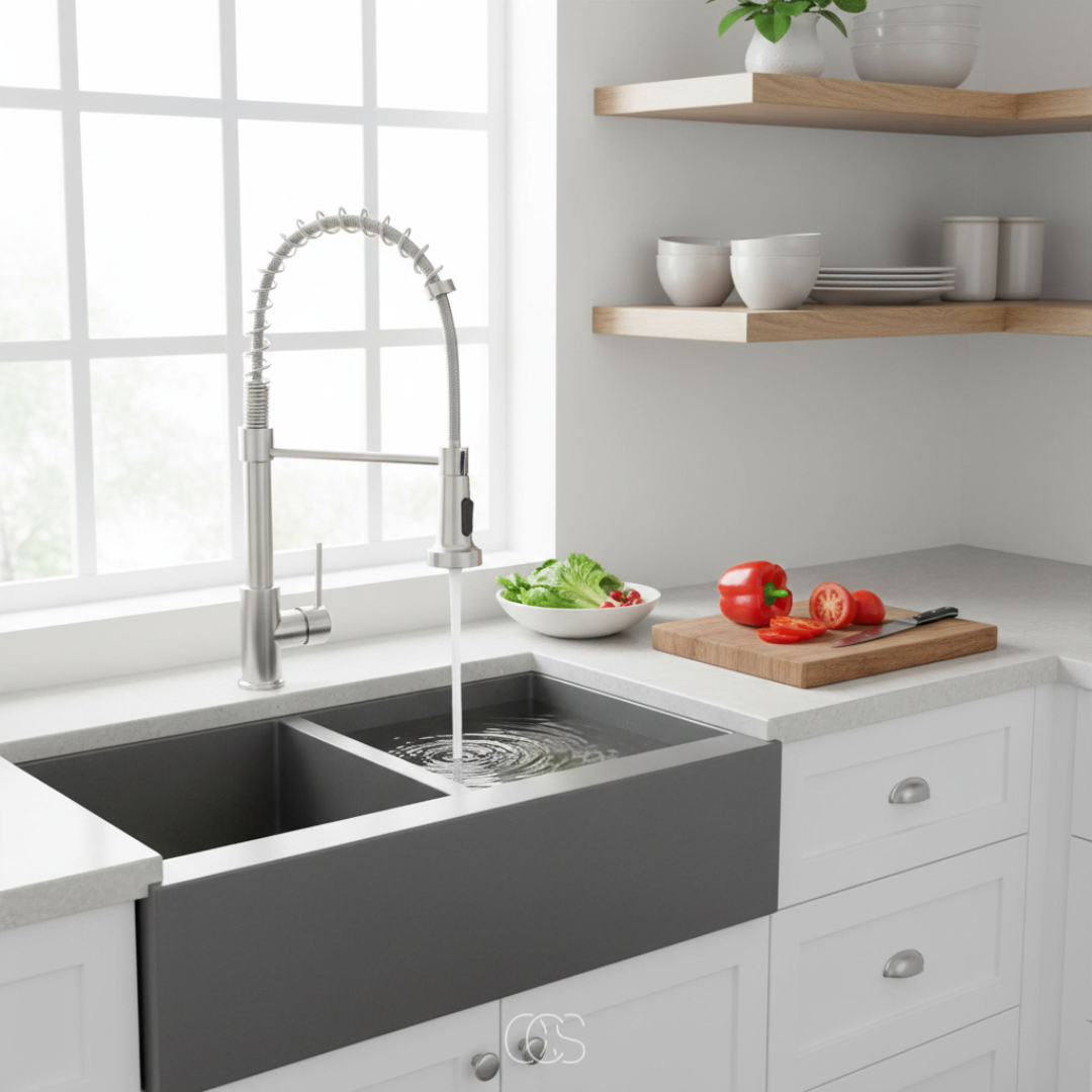 Pull-Down Kitchen Faucet with Dual-Spray Head & 360° Swivel Spout | Commercial-Style Single Handle | Brushed Nickel Stainless Steel | Thomler