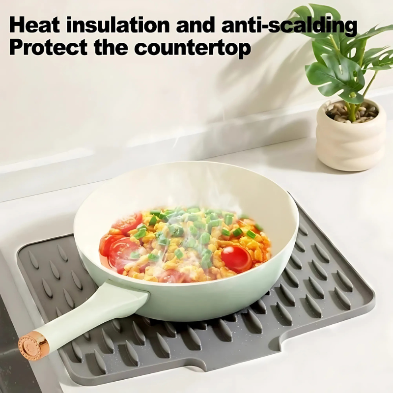 Drying Mat Silicone 40.0 cm Kitchen Countertop Heat Resistant Dish Drainer Non Slip Quick Drying Protector | Thomler