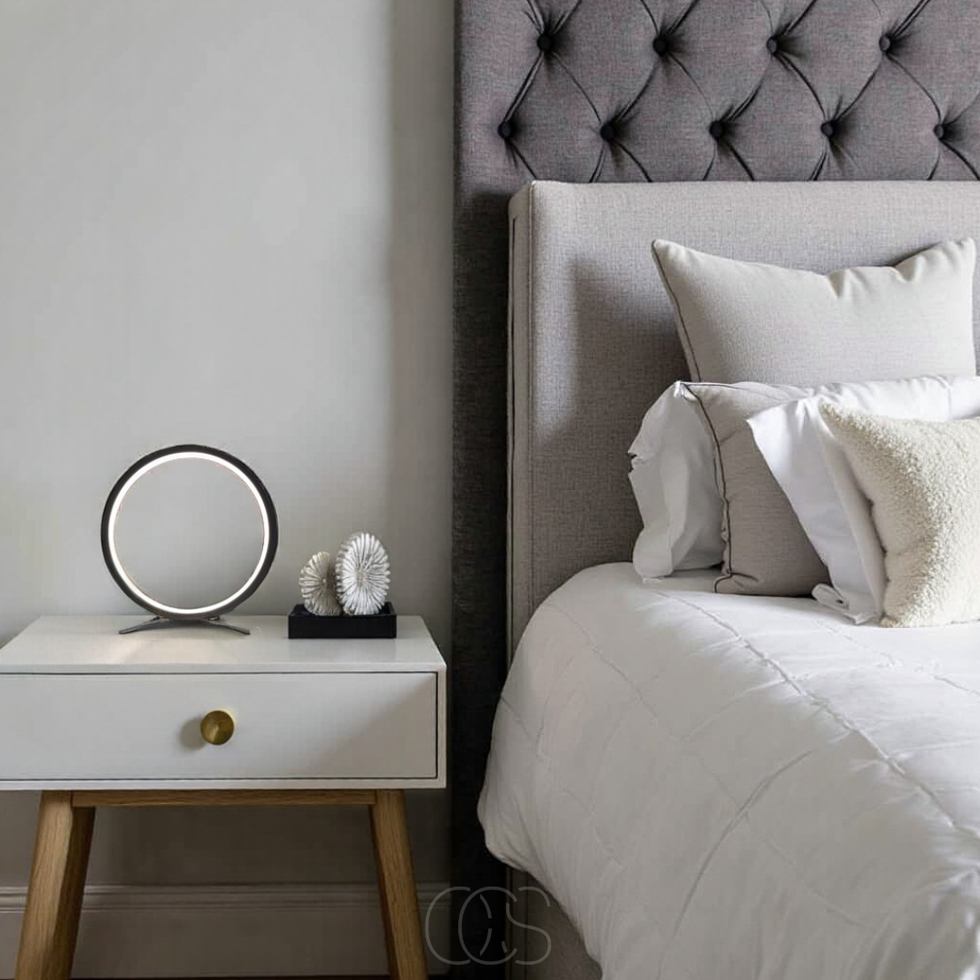 Floating Ring LED Table Lamp Black Warm White Light Modern Minimalist Bedroom Nightstand Desk Accent Lighting for Living Room Office Home | Thomler