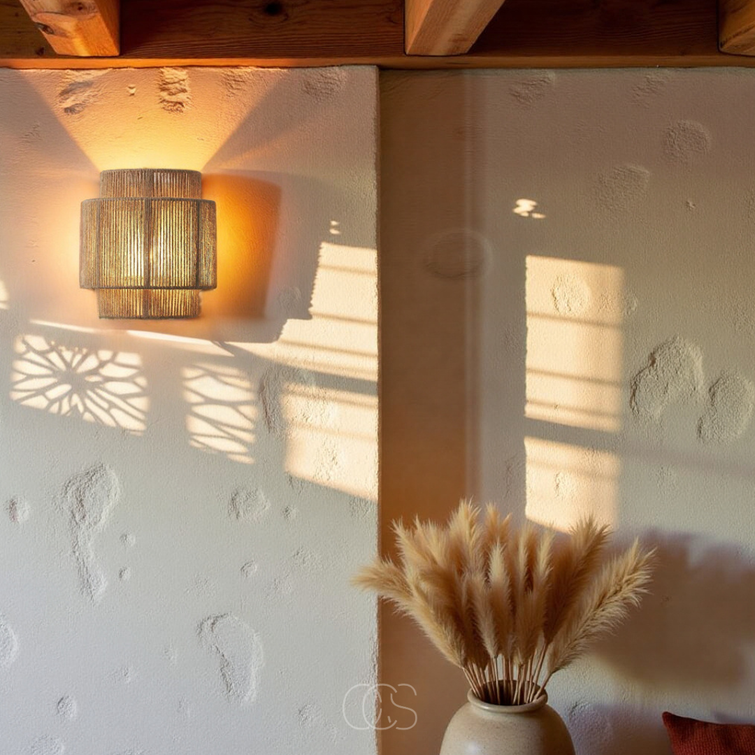 Wall Lamp Rattan 25.0 cm Boho Ambient Bedroom Living Room Decorative Lighting | Thomler