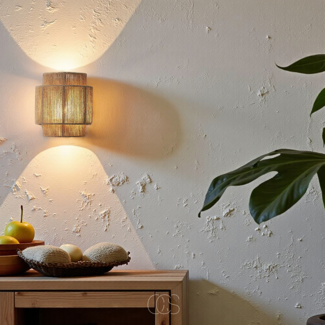 Wall Lamp Rattan 25.0 cm Boho Ambient Bedroom Living Room Decorative Lighting | Thomler