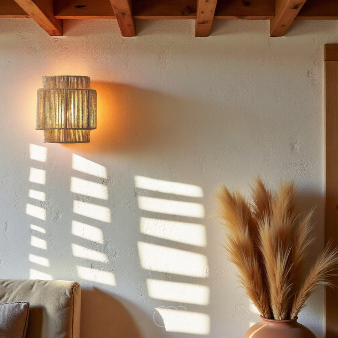 Wall Lamp Rattan 25.0 cm Boho Ambient Bedroom Living Room Decorative Lighting | Thomler