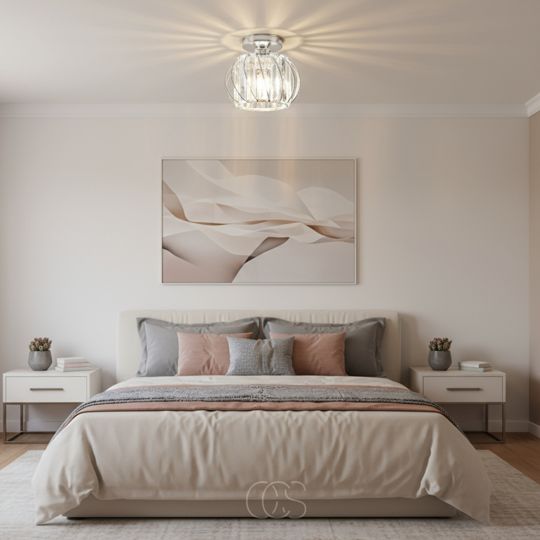 Glass Flush Mount Ceiling Light Fixture 9 Inch for Bedroom Hallway Bathroom E26 Socket Modern Semi Flush Ceiling Lamp Small Round Metal & | Thomler