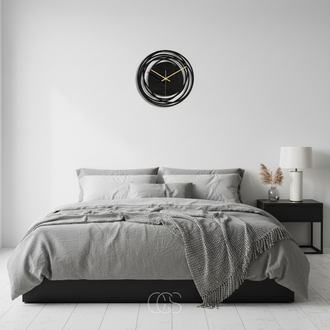 12-Inch Silent Wall Clock Black Round Modern Non-Ticking Quartz for Living Room Bedroom Kitchen Office | Thomler