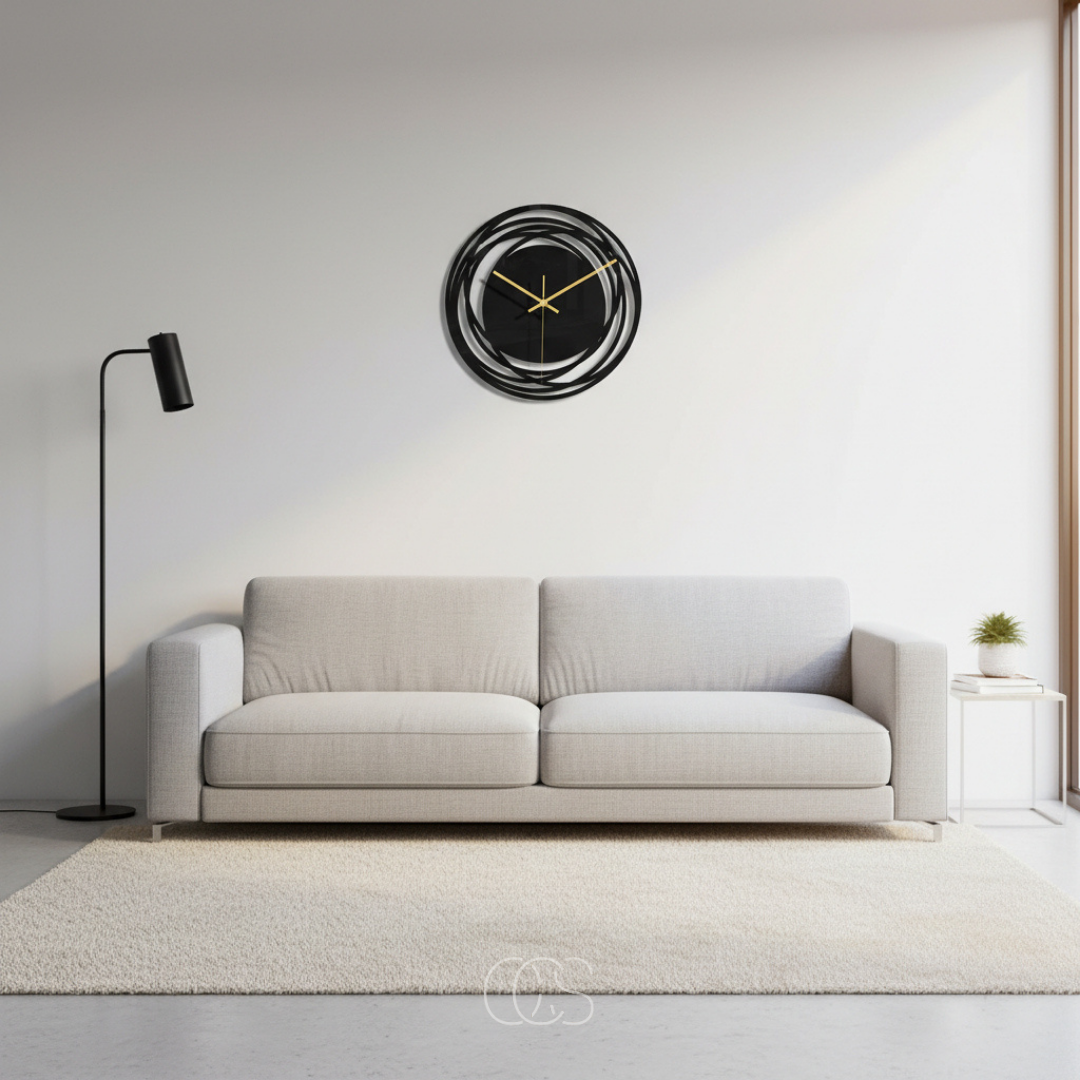 12-Inch Silent Wall Clock Black Round Modern Non-Ticking Quartz for Living Room Bedroom Kitchen Office | Thomler