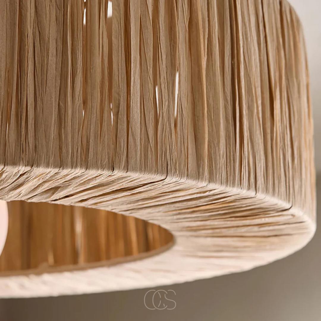 Handwoven Rattan Ceiling Light Fixture — Natural Woven Dome Flush Mount for Bedroom Living Room — Boho Scandinavian Pendant | Thomler