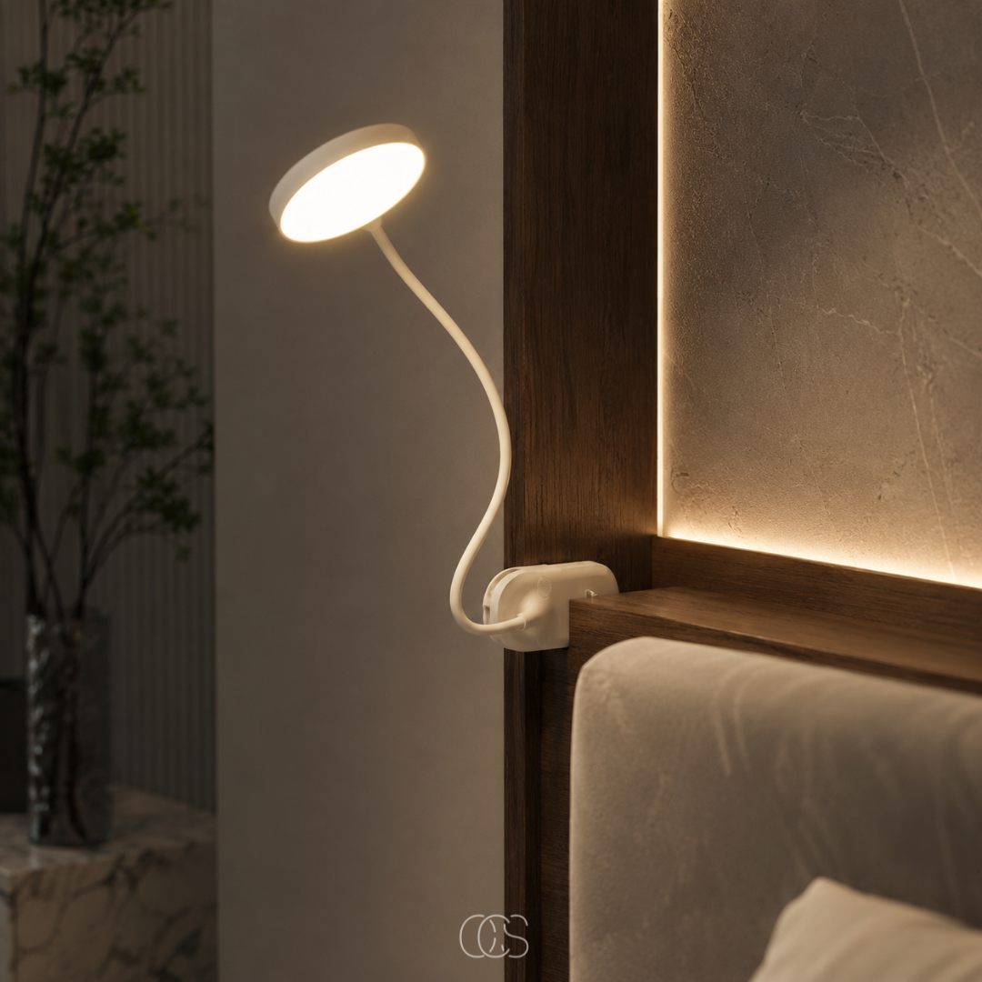 Rechargeable Clip-On LED Reading Light with 360° Flexible Gooseneck for Bedside, Desk & Book Lamp Use | Thomler