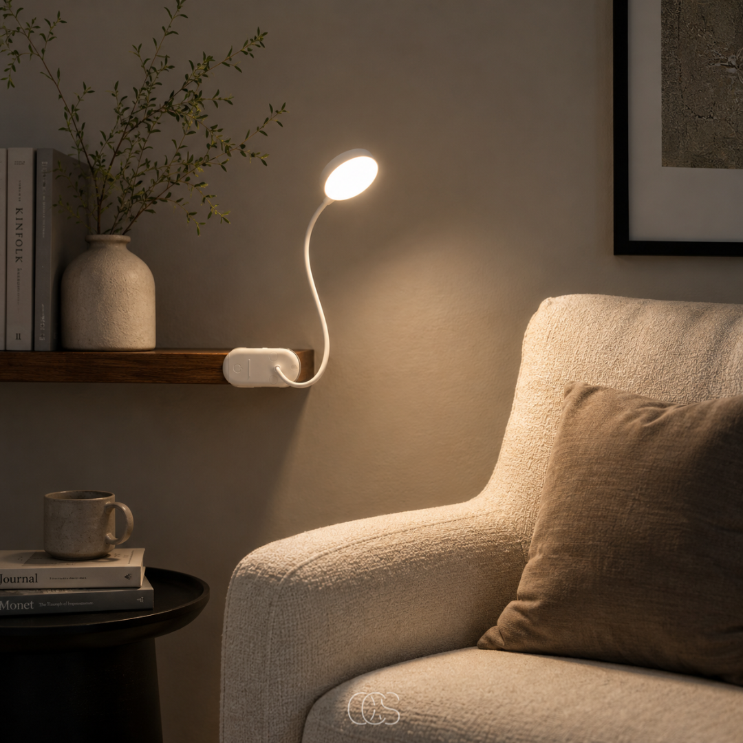 Rechargeable Clip-On LED Reading Light with 360° Flexible Gooseneck for Bedside, Desk & Book Lamp Use | Thomler