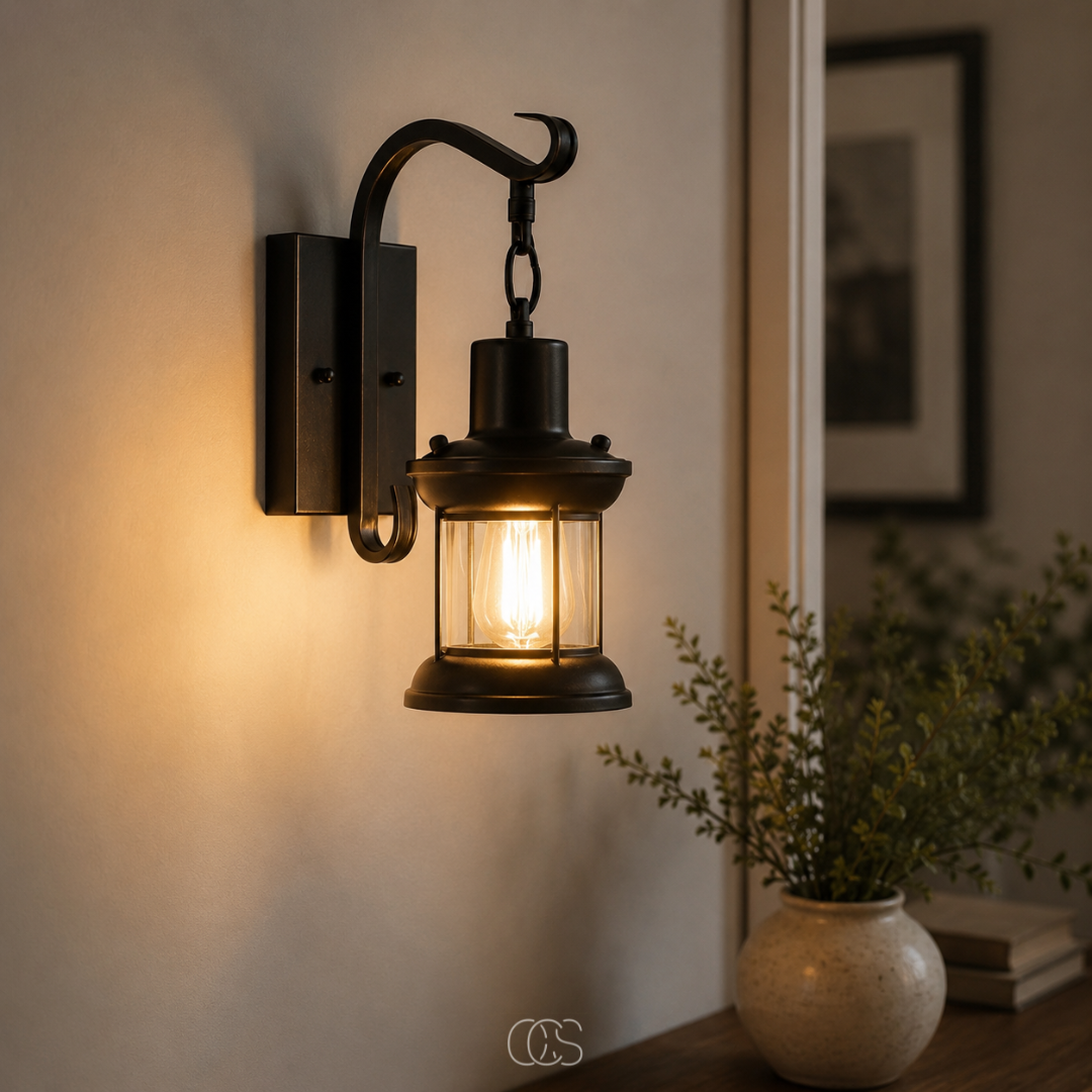Industrial Wall Sconce with Vintage Lantern Cage, Bronze or Black Metal Finish for Entryway Hallway Living Room Bedroom Kitchen | Thomler