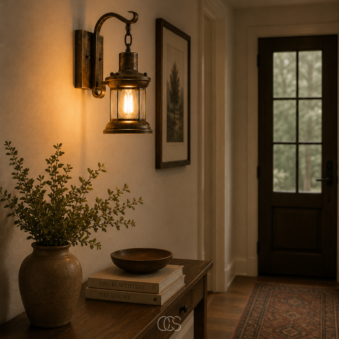 Industrial Wall Sconce with Vintage Lantern Cage, Bronze or Black Metal Finish for Entryway Hallway Living Room Bedroom Kitchen | Thomler
