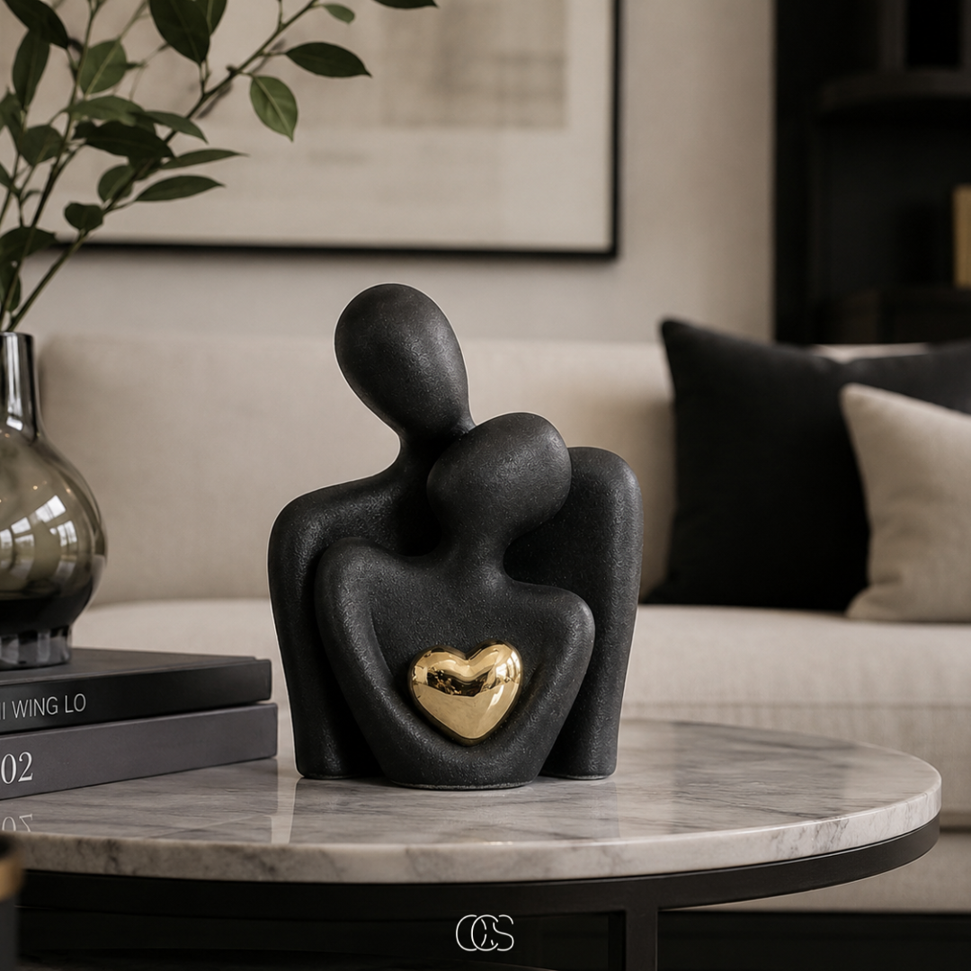 Ceramic Couple Figurine Set – Abstract Home Decor Accent for Shelves, Nightstands & Dressers – Romantic Minimalist Sculpture for Living | Thomler