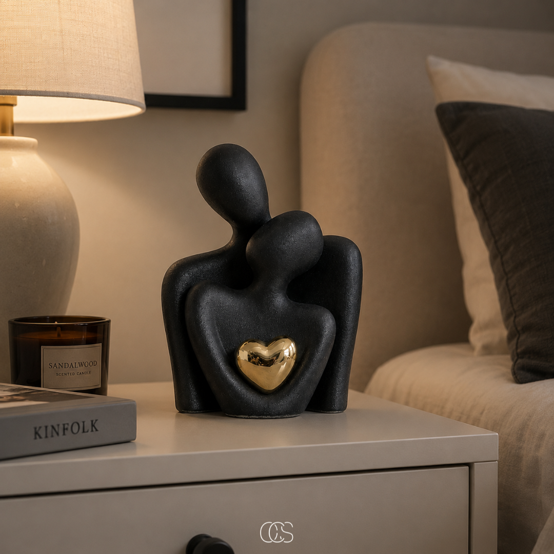 Ceramic Couple Figurine Set – Abstract Home Decor Accent for Shelves, Nightstands & Dressers – Romantic Minimalist Sculpture for Living | Thomler