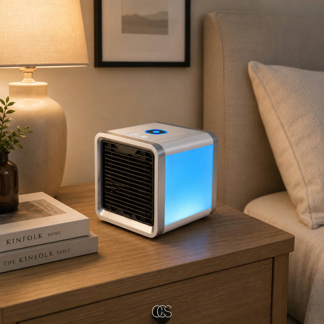 Personal Evaporative Air Cooler with Humidifier & Color LED Light – USB Desktop Cooling Fan for Home & Office | Thomler