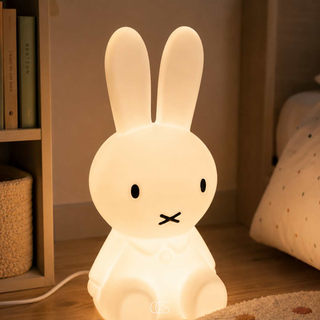 Dimmable LED Bunny Night Light for Kids Room - 6 Brightness Levels Bedside Lamp for Children & Nursery Decoration | Thomler