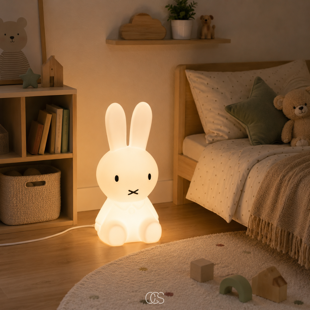 Dimmable LED Bunny Night Light for Kids Room - 6 Brightness Levels Bedside Lamp for Children & Nursery Decoration | Thomler