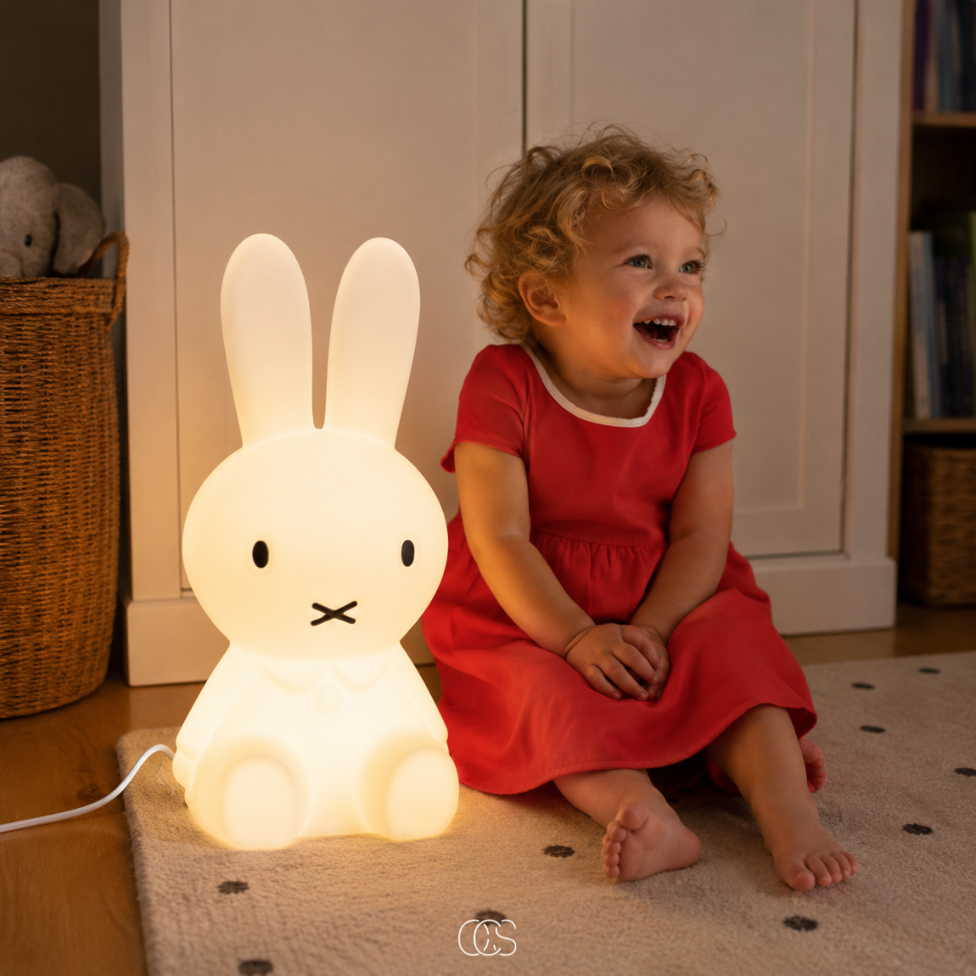Dimmable LED Bunny Night Light for Kids Room - 6 Brightness Levels Bedside Lamp for Children & Nursery Decoration | Thomler
