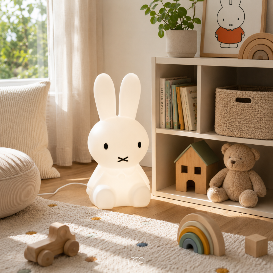 Dimmable LED Bunny Night Light for Kids Room - 6 Brightness Levels Bedside Lamp for Children & Nursery Decoration | Thomler