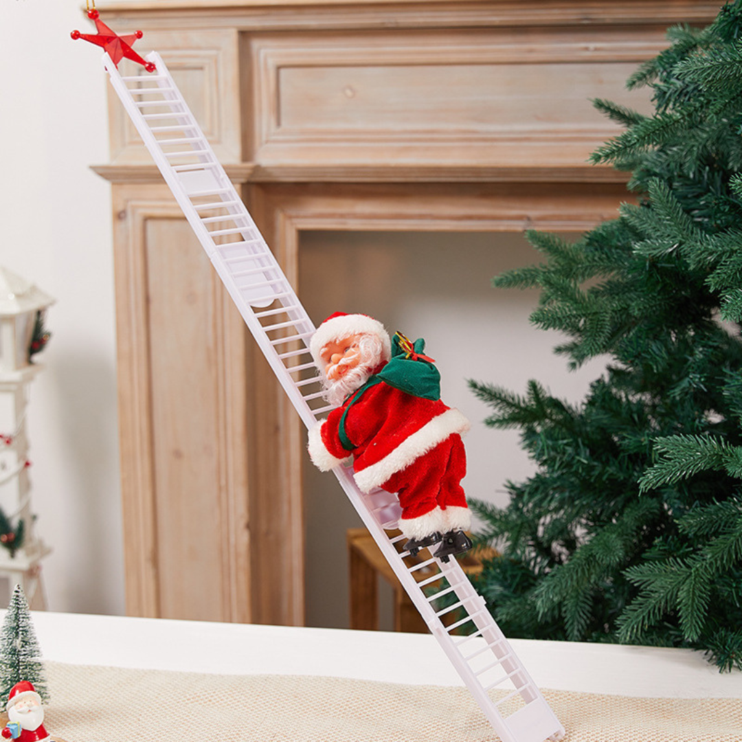 Musical Climbing Santa Figure with Ladder – Animated Holiday Decoration for Home | Thomler