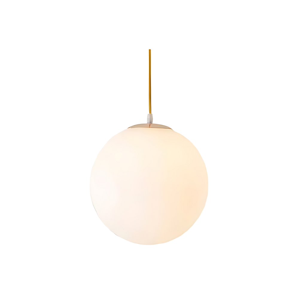 Pendant Light Milky Glass 9.8 in White Dining Room Kitchen Island Hanging Ceiling Lamp Modern Minimalist Globe Fixture | Thomler