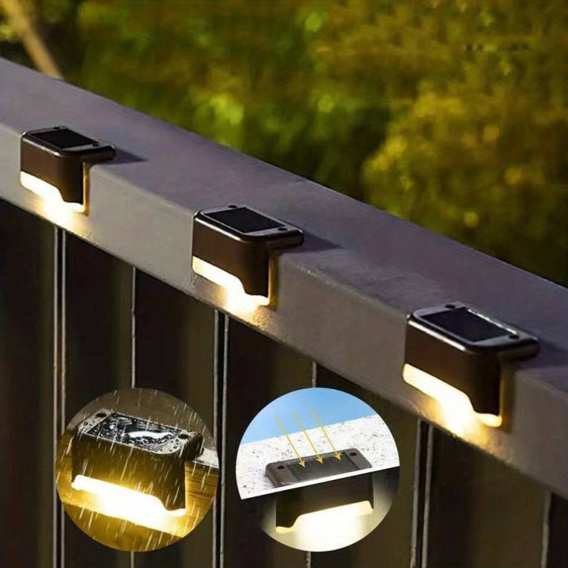 Solar Deck Lights Outdoor Waterproof LED Step Lights for Patio Stairs Fence Pathway Garden Wireless Wall Mount Warm Glow 5-Pack | Thomler