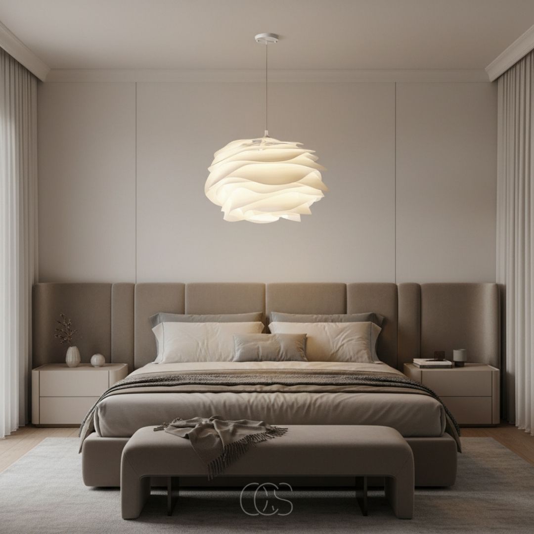 White Flower Pendant Light Fixture with Diffused Glow for Living Room & Bedroom | Thomler