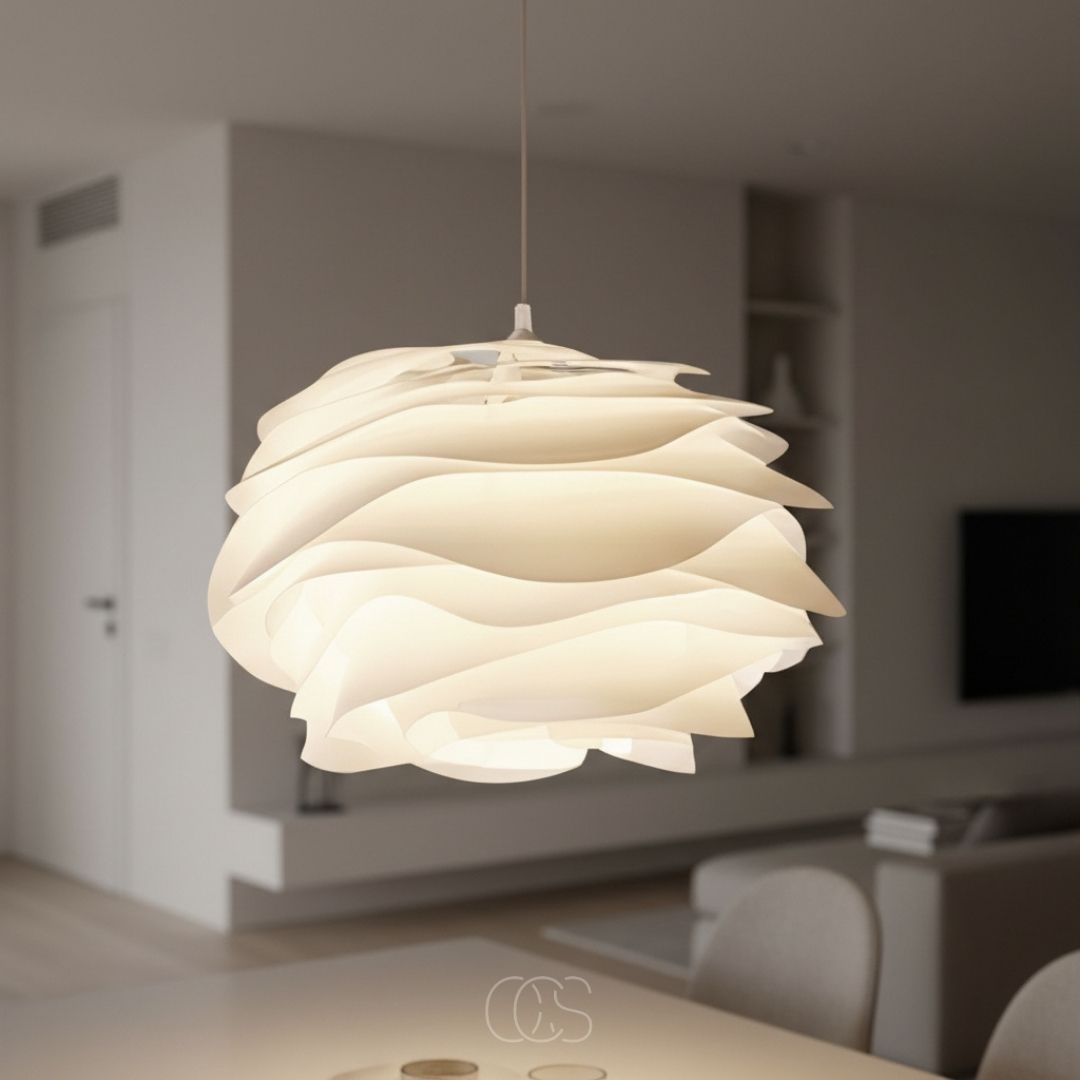 White Flower Pendant Light Fixture with Diffused Glow for Living Room & Bedroom | Thomler