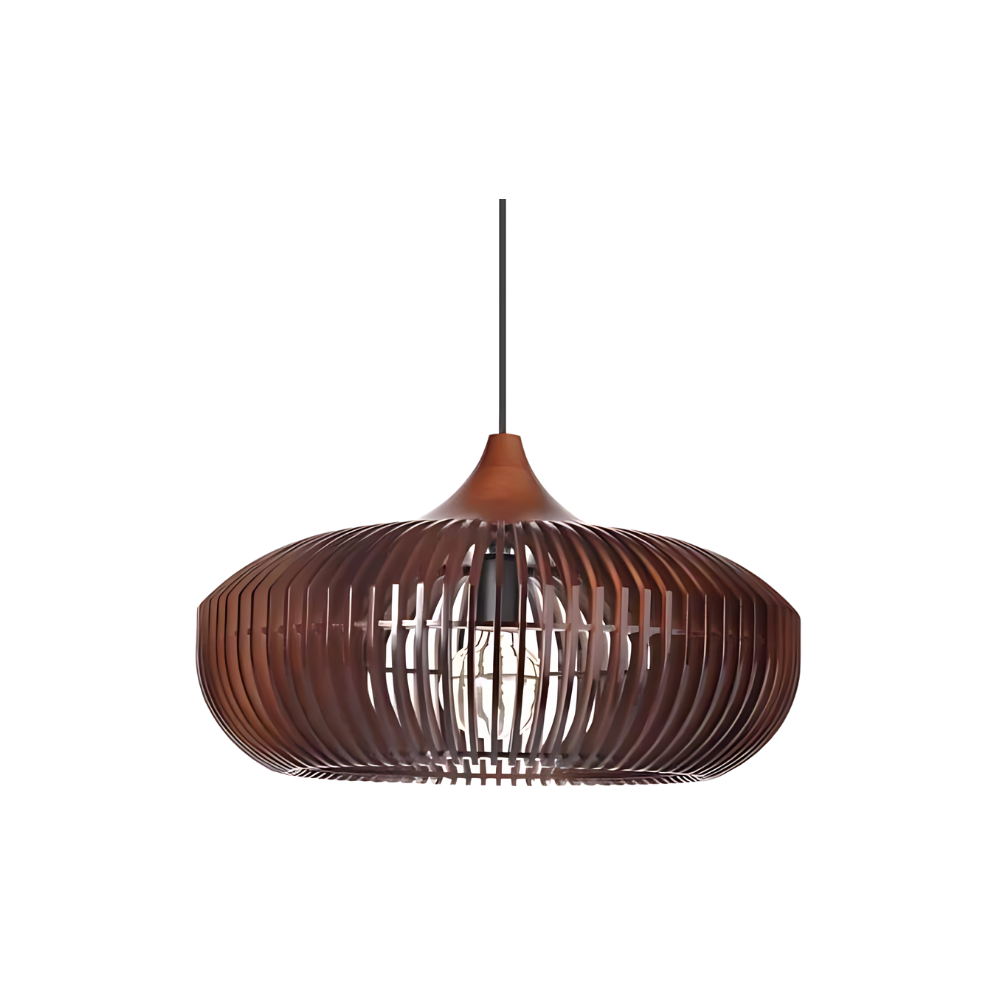 Pendant Light Wood 16.9 in Japandi Natural Dining Room Kitchen Island Hanging Ceiling Lamp Minimalist Scandinavian Modern | Thomler