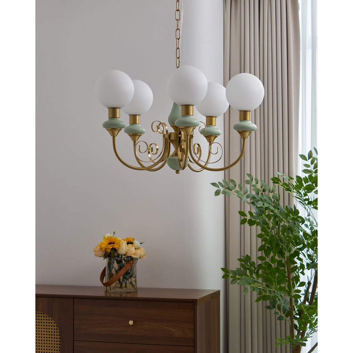 Multi-Globe Pendant Chandelier for Dining Room – Iron Frame with Frosted Glass Shades – Modern Farmhouse Ceiling Light – Adjustable Chain | Thomler