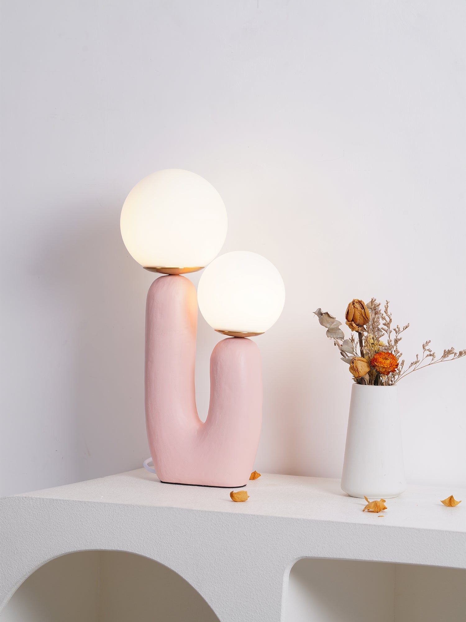 Resin Table Lamp 16.5 in Indoor Use LED G9 Modern Desk Nightstand Accent Light Green Pink White Terra Cotta | Thomler