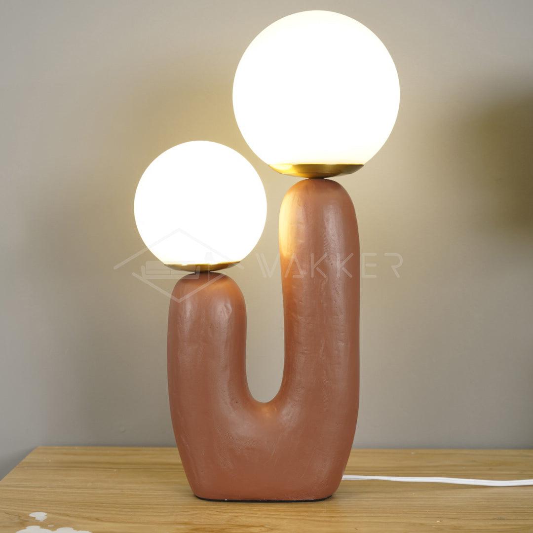 Resin Table Lamp 16.5 in Indoor Use LED G9 Modern Desk Nightstand Accent Light Green Pink White Terra Cotta | Thomler