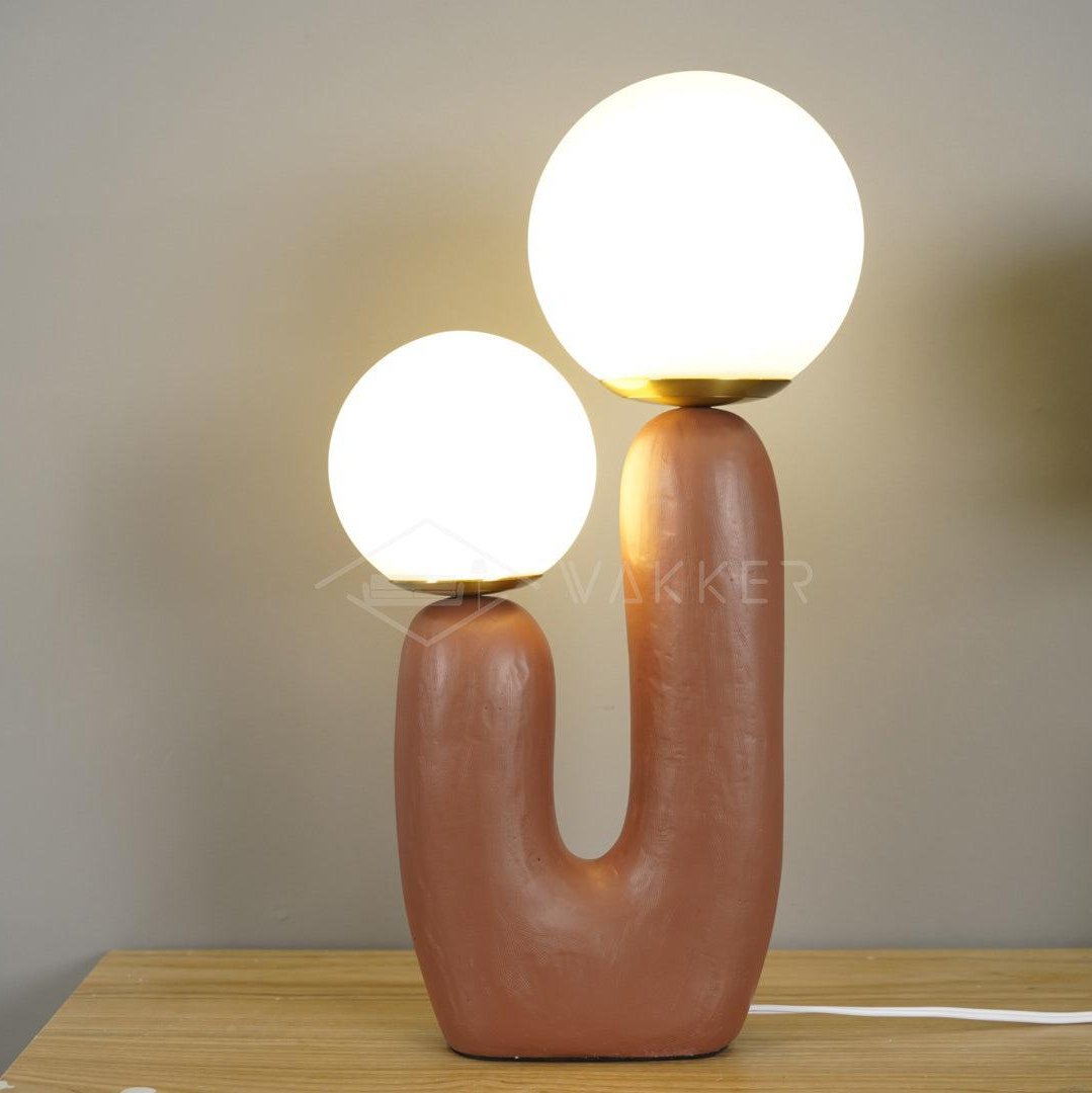 Resin Table Lamp 16.5 in Indoor Use LED G9 Modern Desk Nightstand Accent Light Green Pink White Terra Cotta | Thomler