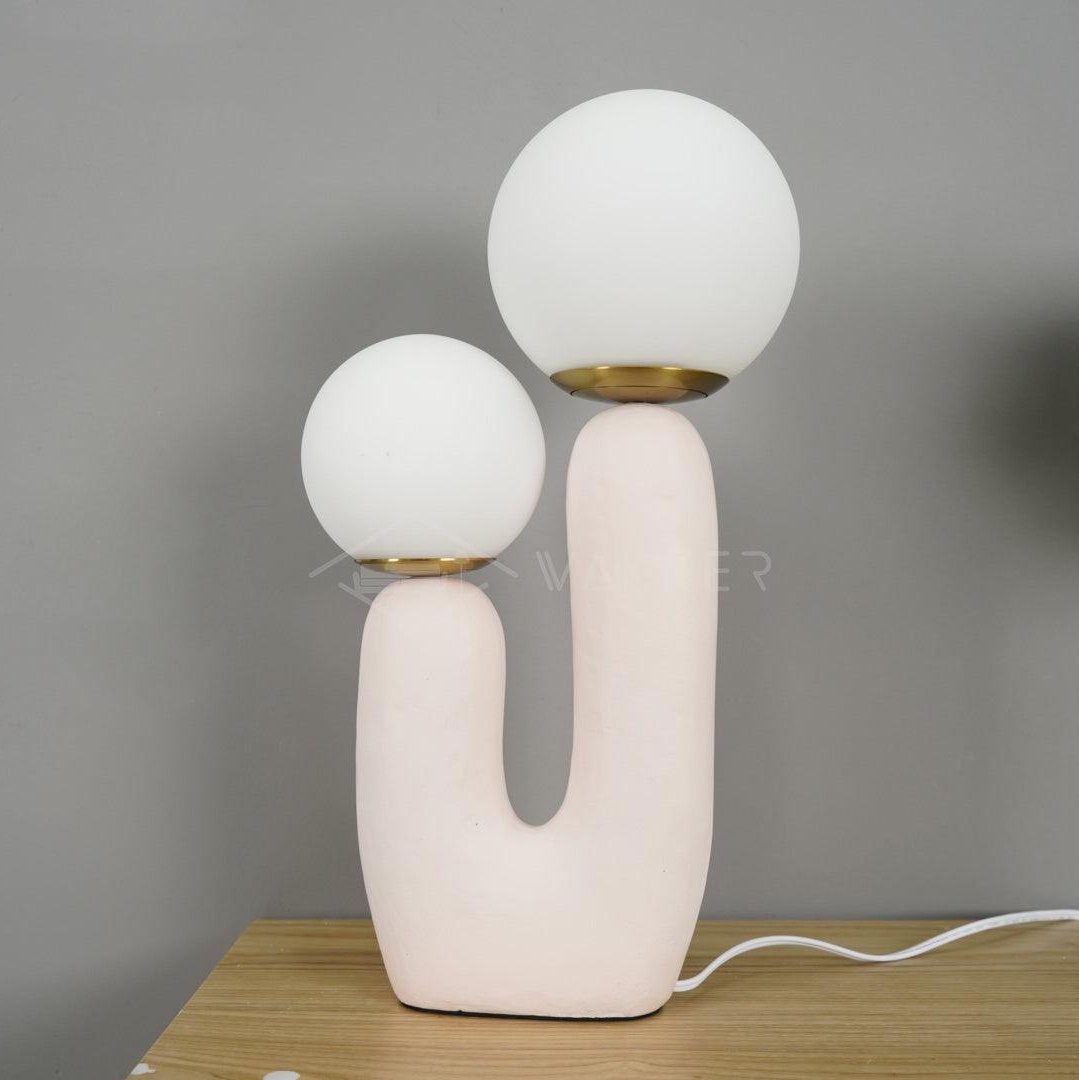 Resin Table Lamp 16.5 in Indoor Use LED G9 Modern Desk Nightstand Accent Light Green Pink White Terra Cotta | Thomler