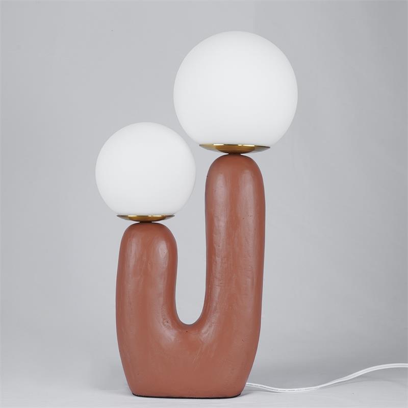 Resin Table Lamp 16.5 in Indoor Use LED G9 Modern Desk Nightstand Accent Light Green Pink White Terra Cotta | Thomler