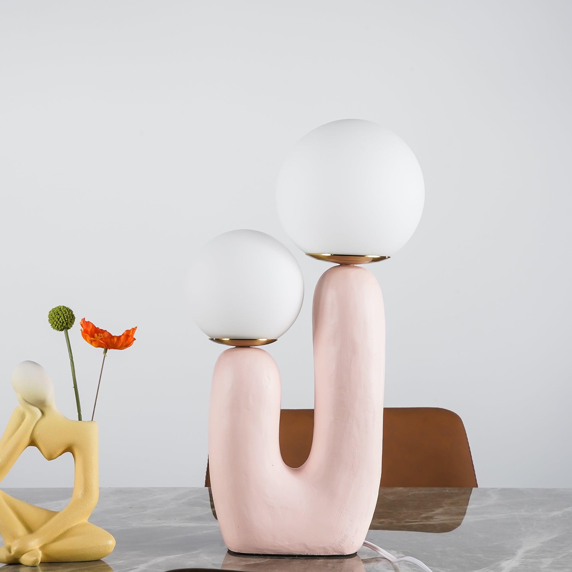 Resin Table Lamp 16.5 in Indoor Use LED G9 Modern Desk Nightstand Accent Light Green Pink White Terra Cotta | Thomler