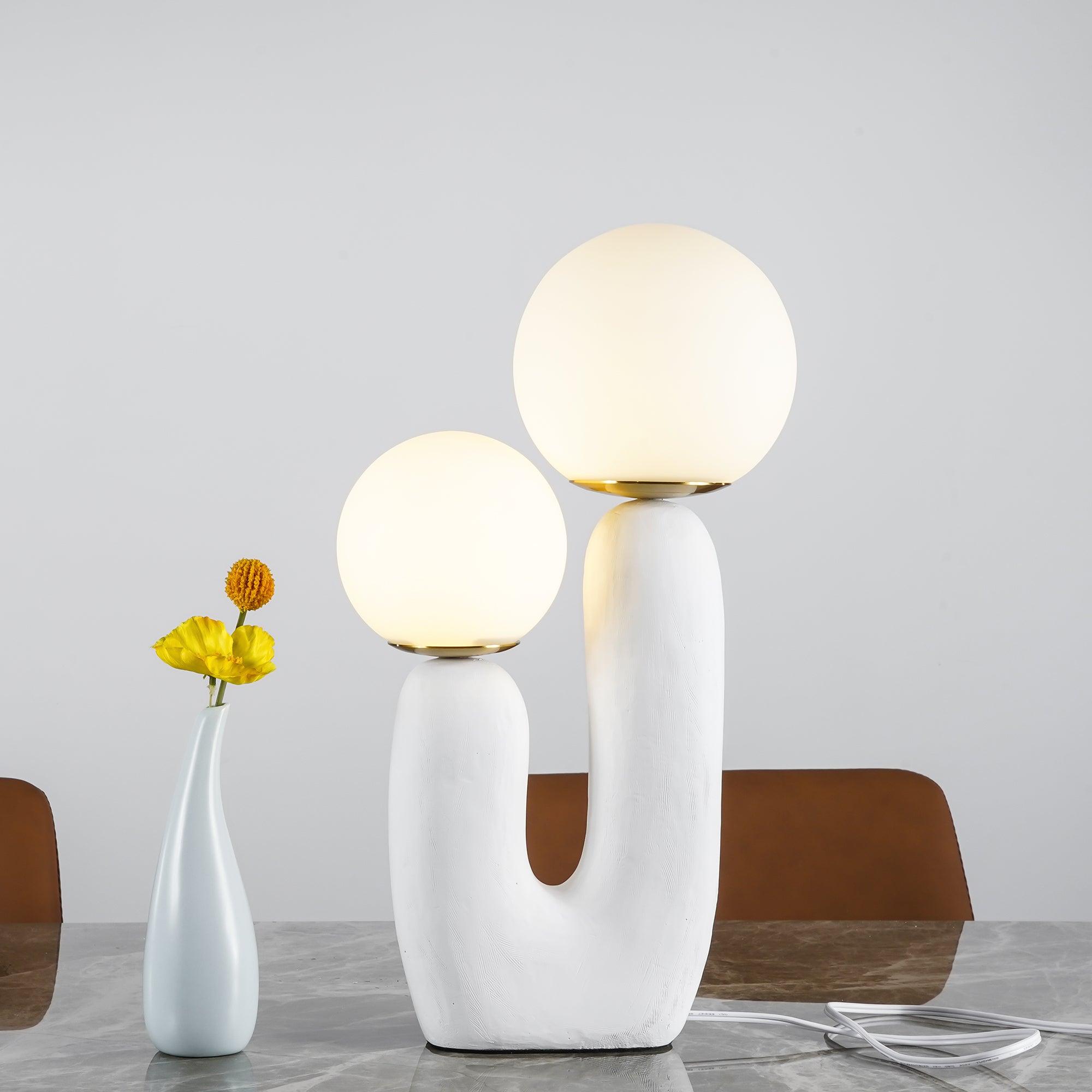 Resin Table Lamp 16.5 in Indoor Use LED G9 Modern Desk Nightstand Accent Light Green Pink White Terra Cotta | Thomler