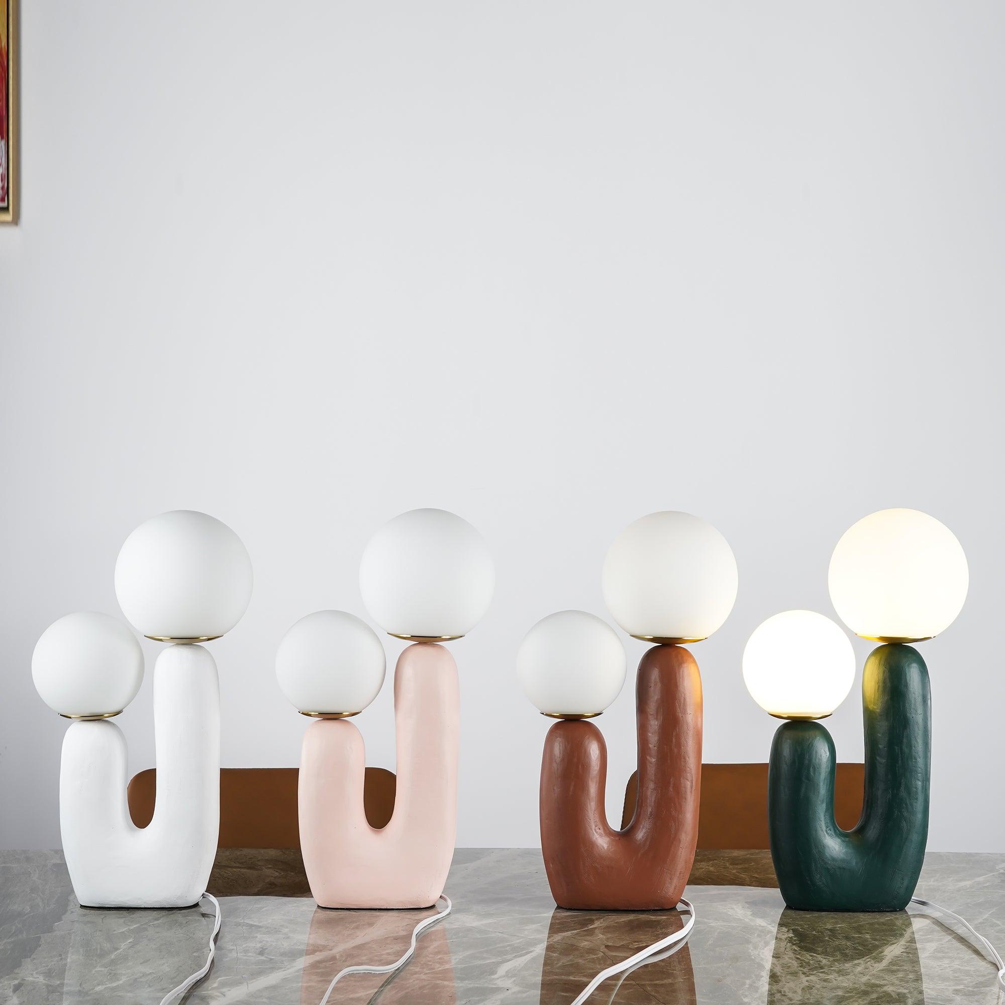 Resin Table Lamp 16.5 in Indoor Use LED G9 Modern Desk Nightstand Accent Light Green Pink White Terra Cotta | Thomler