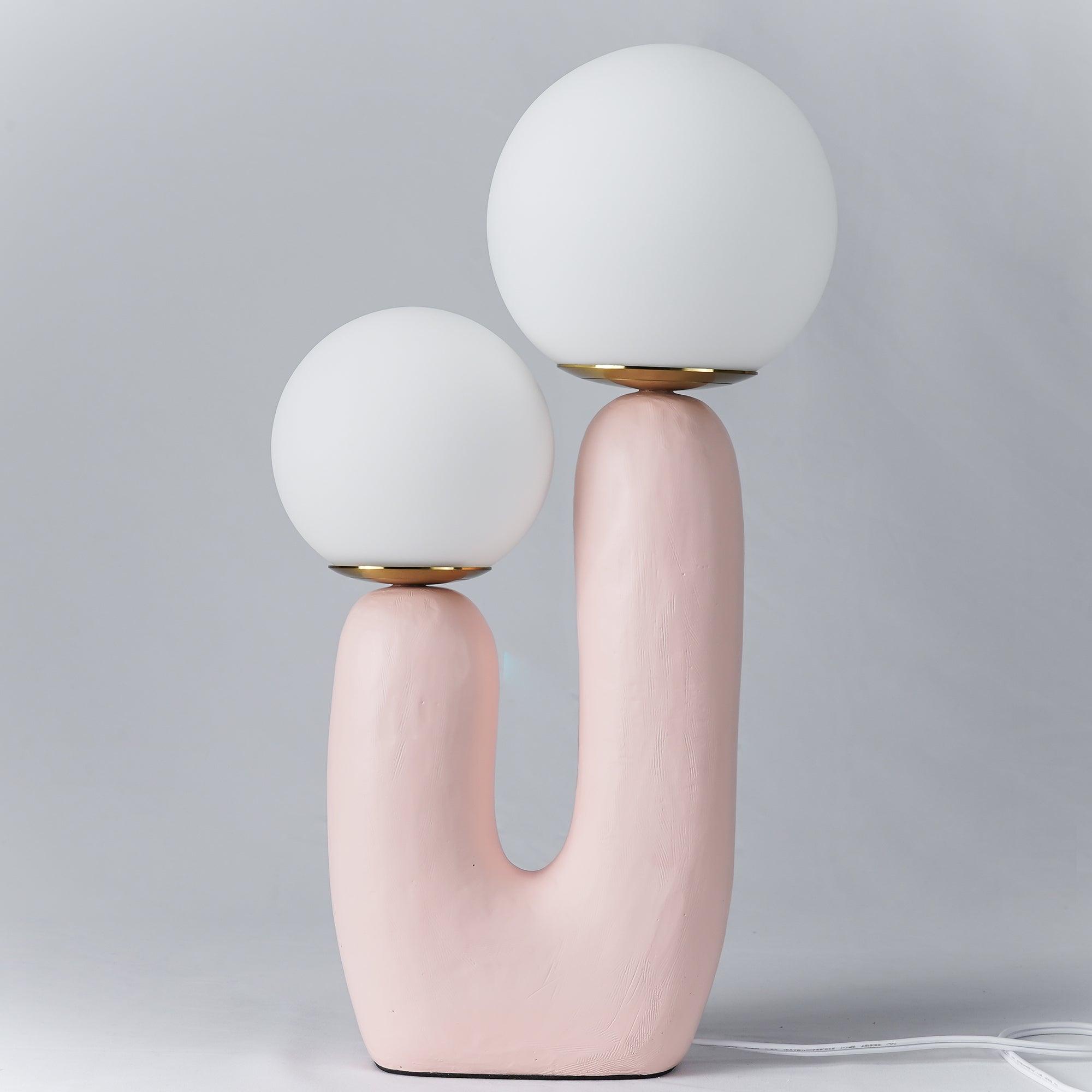 Resin Table Lamp 16.5 in Indoor Use LED G9 Modern Desk Nightstand Accent Light Green Pink White Terra Cotta | Thomler