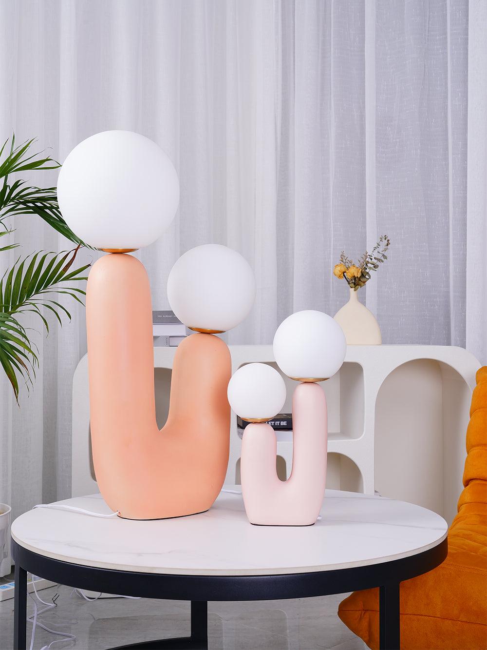 Resin Table Lamp 16.5 in Indoor Use LED G9 Modern Desk Nightstand Accent Light Green Pink White Terra Cotta | Thomler