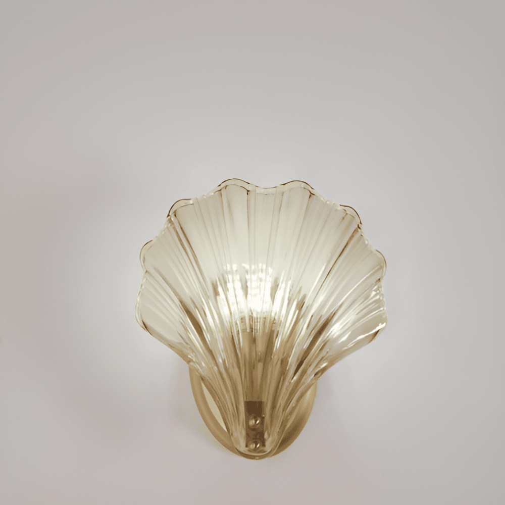 Wall Lamp Ribbed Glass 20.0 cm Gold Bedroom Hallway Art Deco Shell Wall Light E27 Accent Lighting | Thomler
