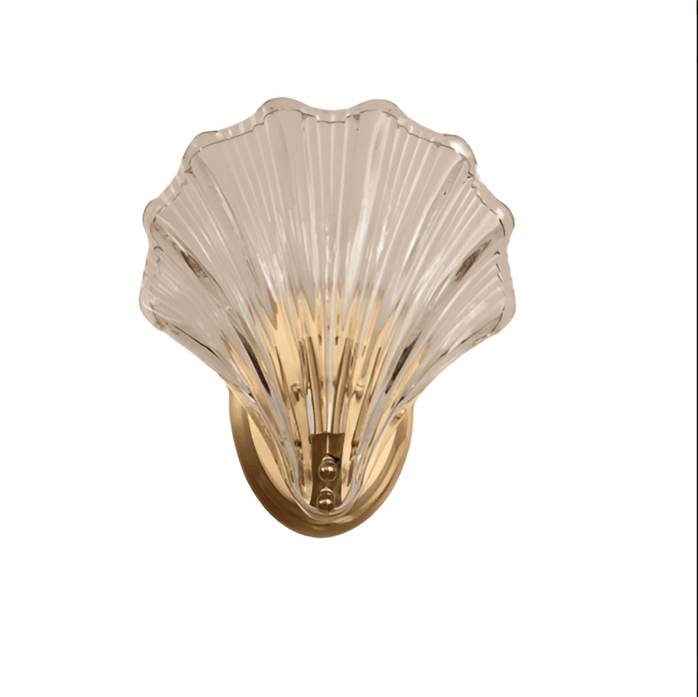 Wall Lamp Ribbed Glass 20.0 cm Gold Bedroom Hallway Art Deco Shell Wall Light E27 Accent Lighting | Thomler