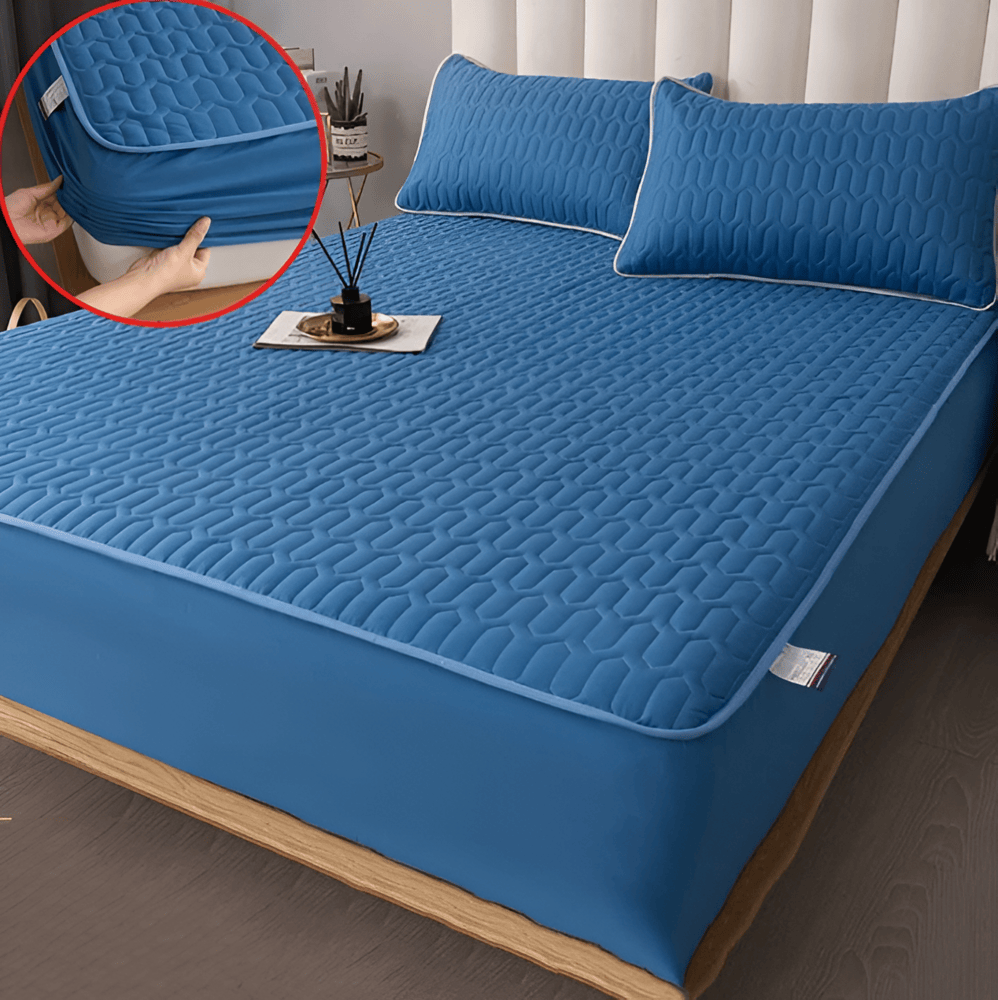 Waterproof Quilted Mattress Pad Protector with Deep Pocket Fitted Skirt – Breathable Polyester Cover for Bedroom | Thomler